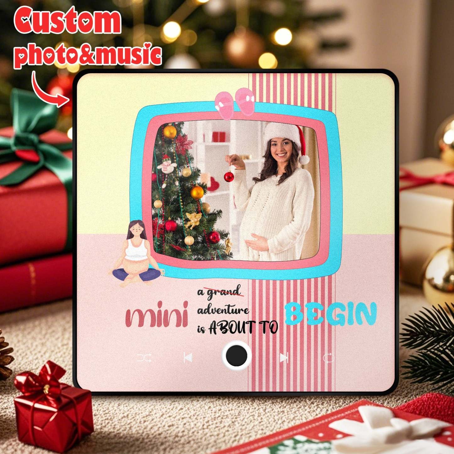 Personalized Photo Music Fridge Magnet Christmas Gift for Mom Custom Music Magnets Can Play Songs - photomoonlampau