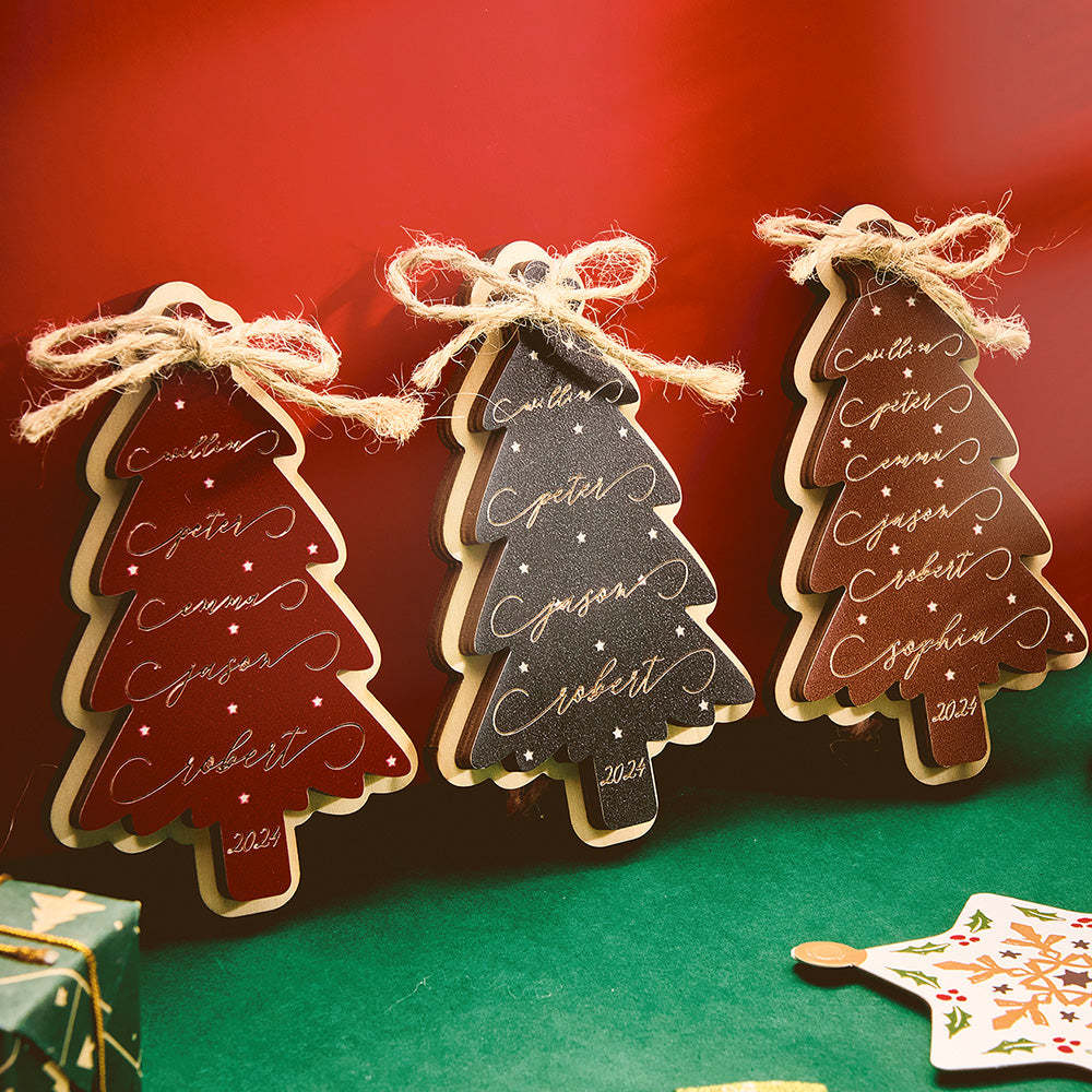Personalized Family Christmas Ornament Christmas Tree with Family Names Ornament - photomoonlampau