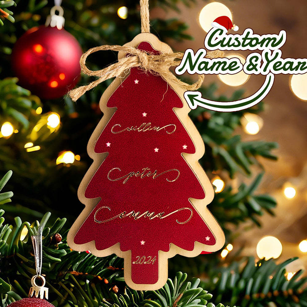 Personalized Family Christmas Ornament Christmas Tree with Family Names Ornament - photomoonlampau