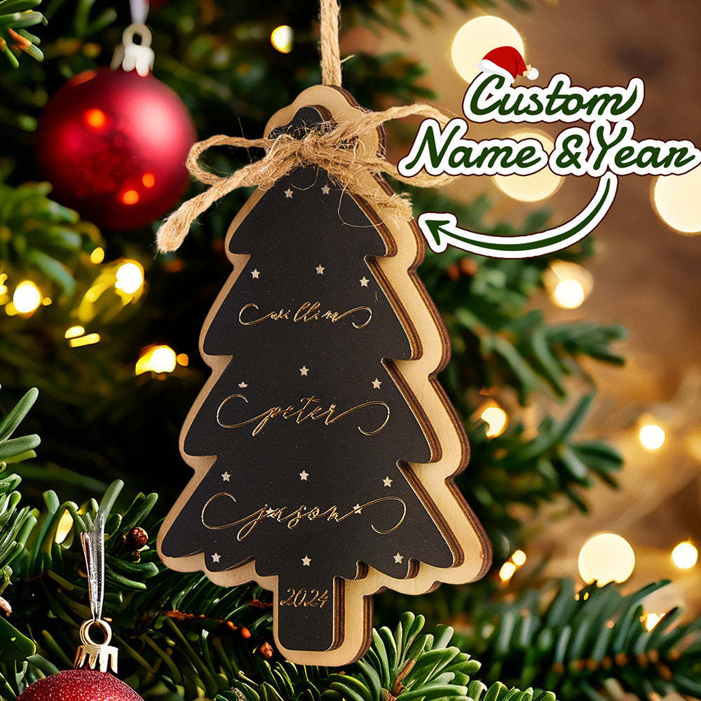 Personalized Family Christmas Ornament Christmas Tree with Family Names Ornament - photomoonlampau
