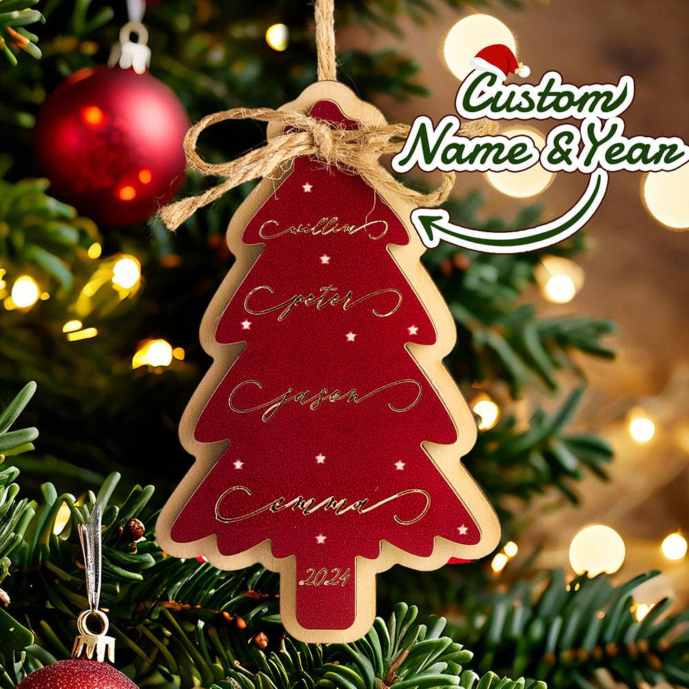 Personalized Family Christmas Ornament Christmas Tree with Family Names Ornament - photomoonlampau