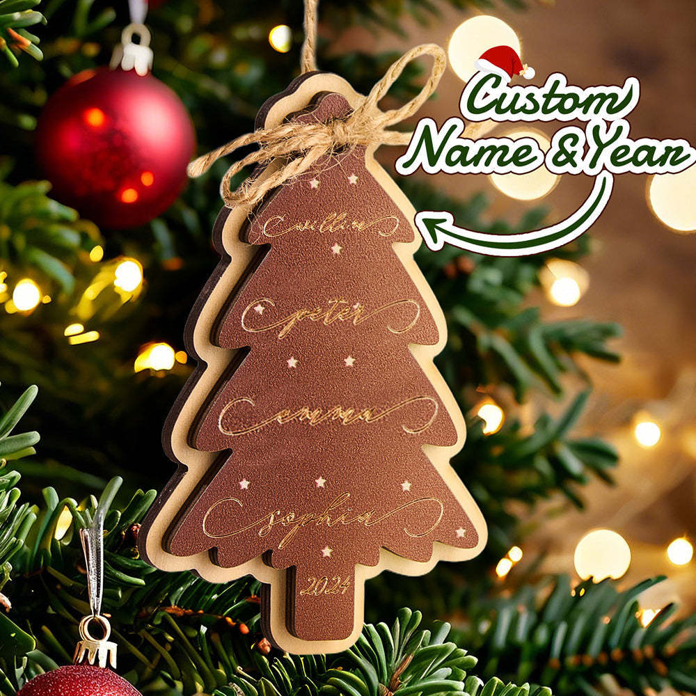 Personalized Family Christmas Ornament Christmas Tree with Family Names Ornament - photomoonlampau