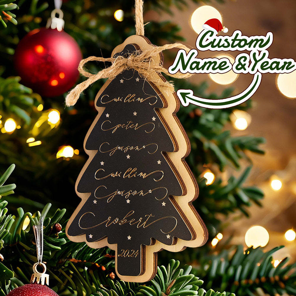 Personalized Family Christmas Ornament Christmas Tree with Family Names Ornament - photomoonlampau