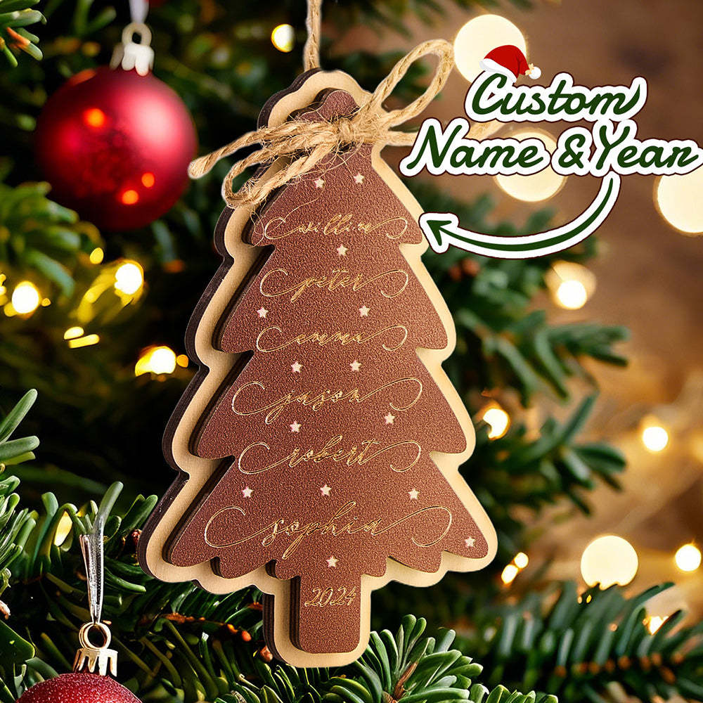 Personalized Family Christmas Ornament Christmas Tree with Family Names Ornament - photomoonlampau