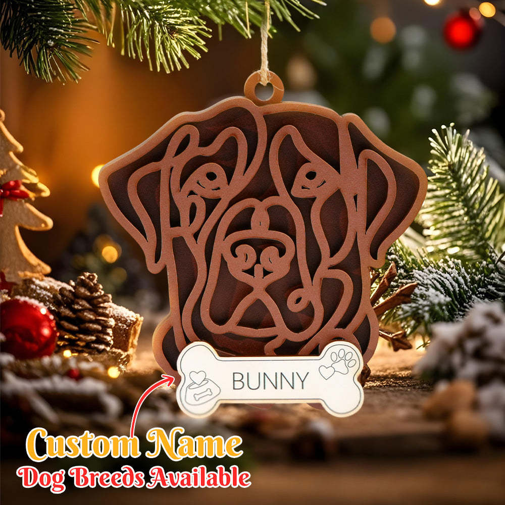 Personalized Line Art Dog with Name Christmas Ornament Christmas Gift for Dog Lover - photomoonlampau