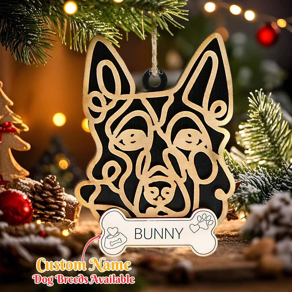Personalized Line Art Dog with Name Christmas Ornament Christmas Gift for Dog Lover - photomoonlampau