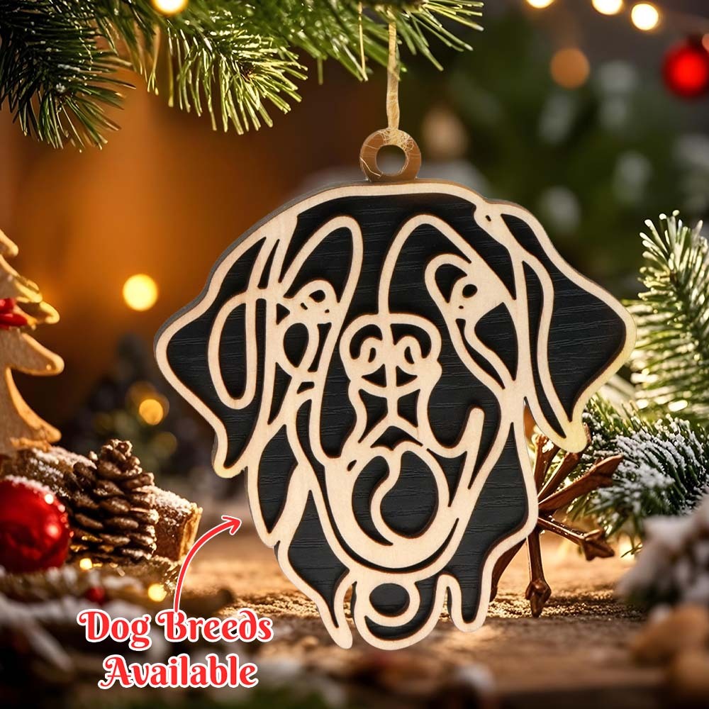 Personalized Line Art Dog Christmas Ornament Christmas Gift for Dog Lover - photomoonlampau