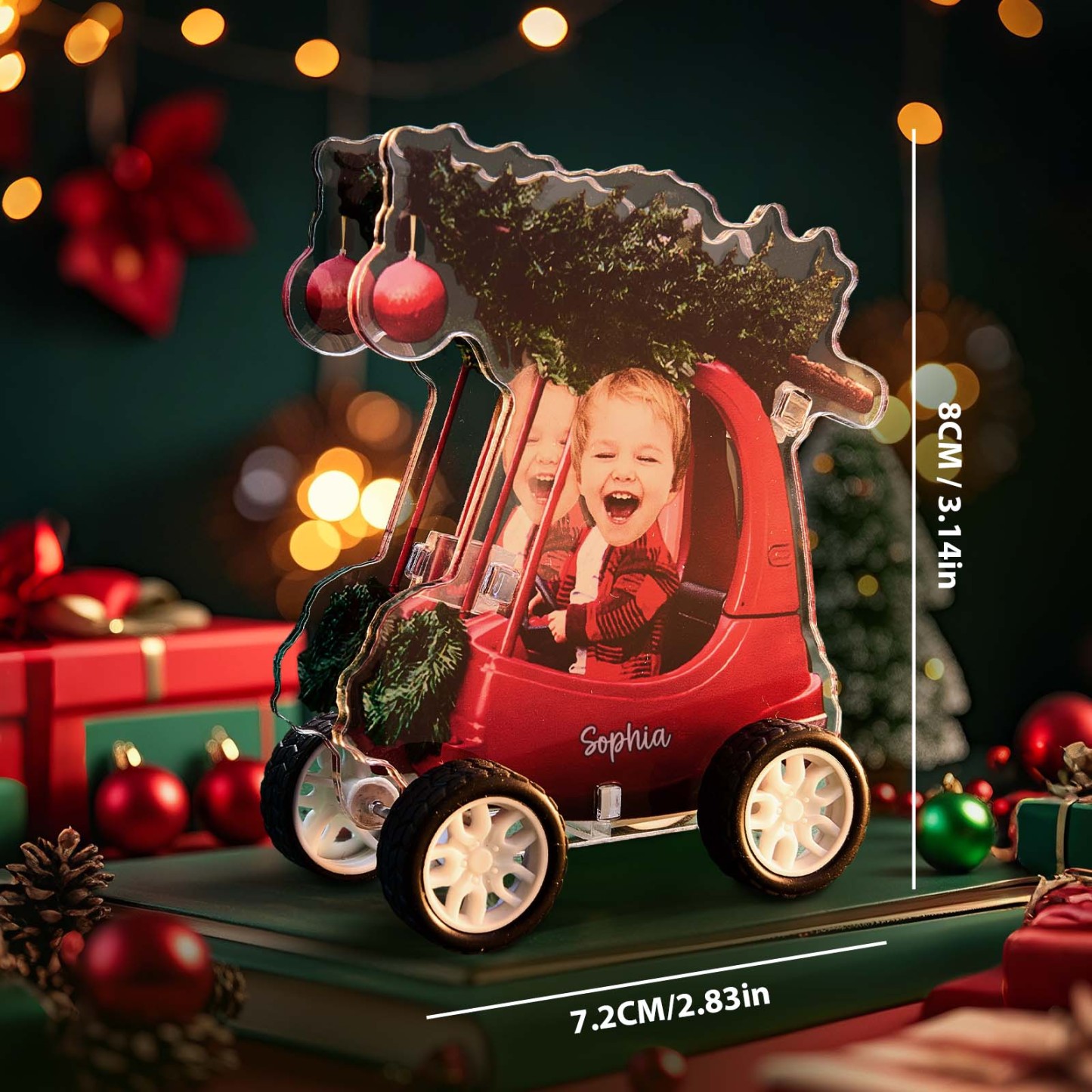 Custom Photo And Lettering Christmas Pull-Back Trolley Color - photomoonlampau