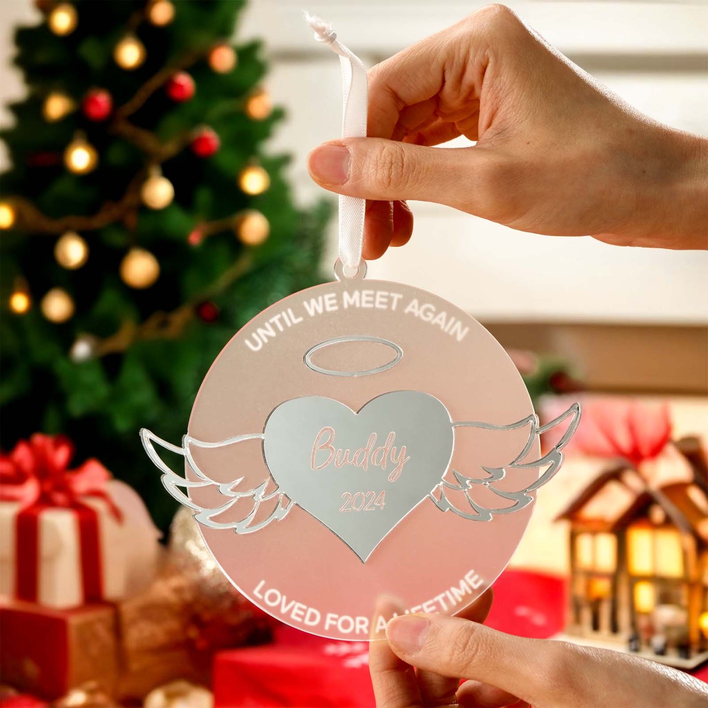 Personalized Wing Ornament Memorial Christmas Ornament Meaningful Christmas Gifts - photomoonlampau
