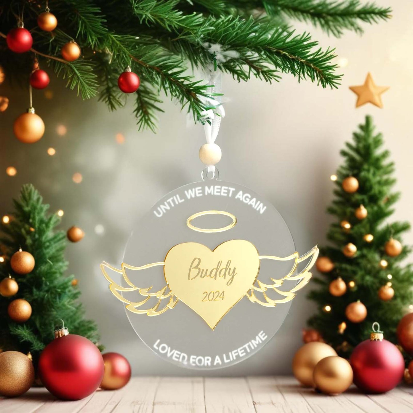 Personalized Wing Ornament Memorial Christmas Ornament Meaningful Christmas Gifts - photomoonlampau