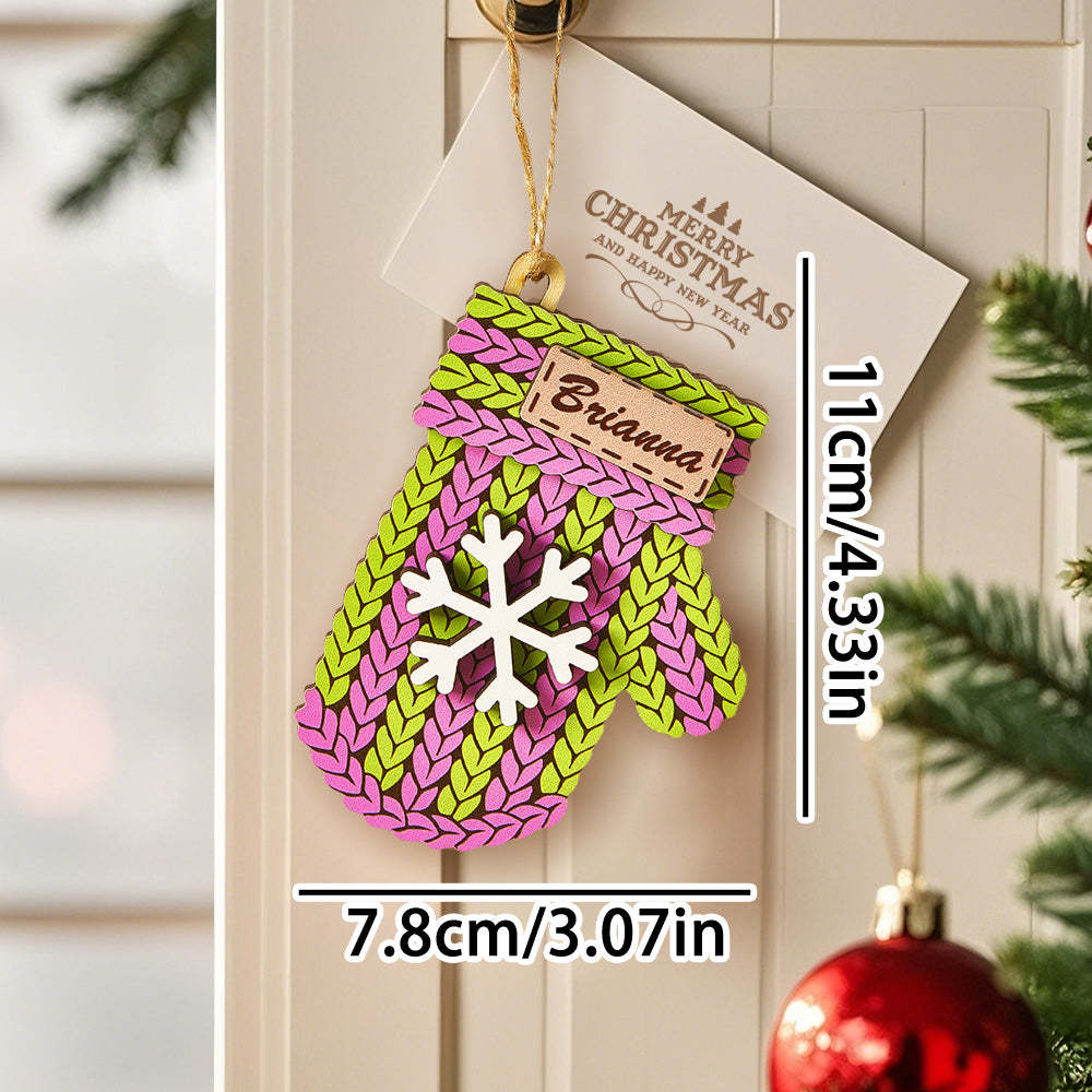 Personalized Name Winter Beanie Hat Christmas Ornament Custom Christmas Winter Mitten Stocking Sweater Ornament - photomoonlampau