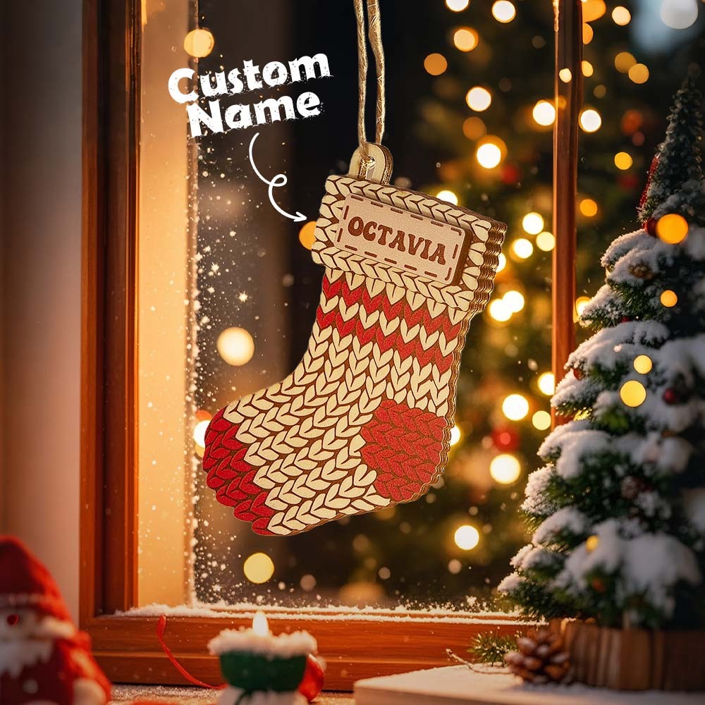 Personalized Name Winter Beanie Hat Christmas Ornament Custom Christmas Winter Mitten Stocking Sweater Ornament - photomoonlampau