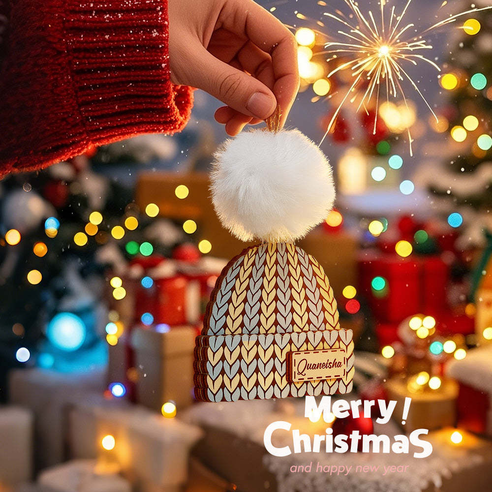 Personalized Name Winter Beanie Hat Christmas Ornament Custom Christmas Winter Mitten Stocking Sweater Ornament - photomoonlampau