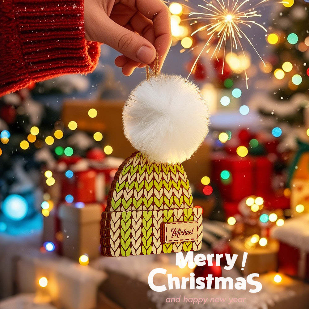 Personalized Name Winter Beanie Hat Christmas Ornament Custom Christmas Winter Mitten Stocking Sweater Ornament - photomoonlampau