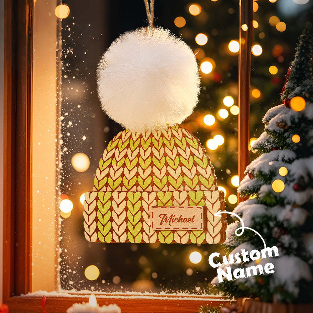 Personalized Name Winter Beanie Hat Christmas Ornament Custom Christmas Winter Mitten Stocking Sweater Ornament - photomoonlampau