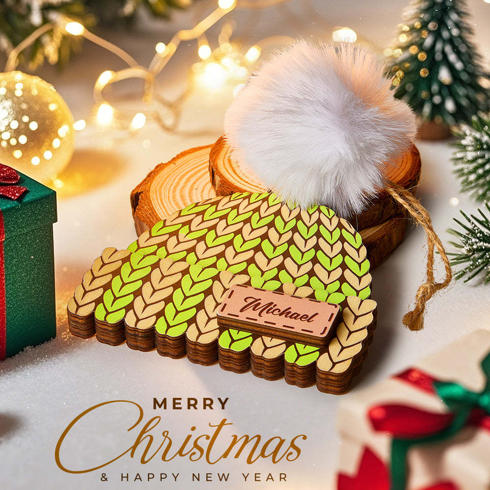 Personalized Name Winter Beanie Hat Christmas Ornament Custom Christmas Winter Mitten Stocking Sweater Ornament - photomoonlampau
