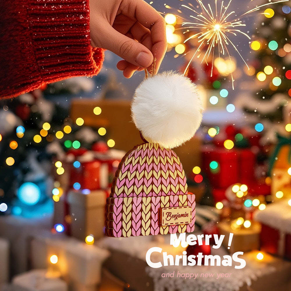 Personalized Name Winter Beanie Hat Christmas Ornament Custom Christmas Winter Mitten Stocking Sweater Ornament - photomoonlampau
