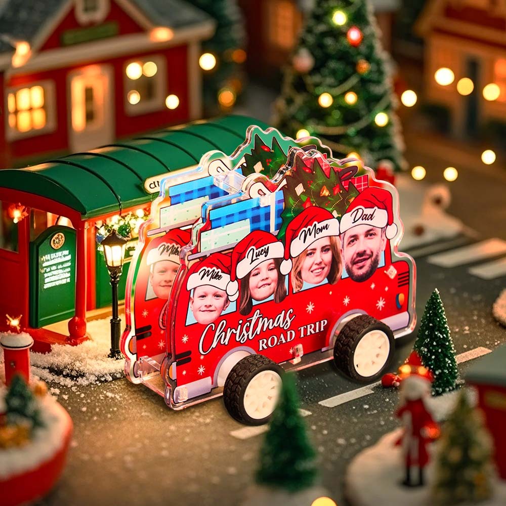 Personalized Photo And Name Family Bus Christmas Color Pull-Back Car - photomoonlampau