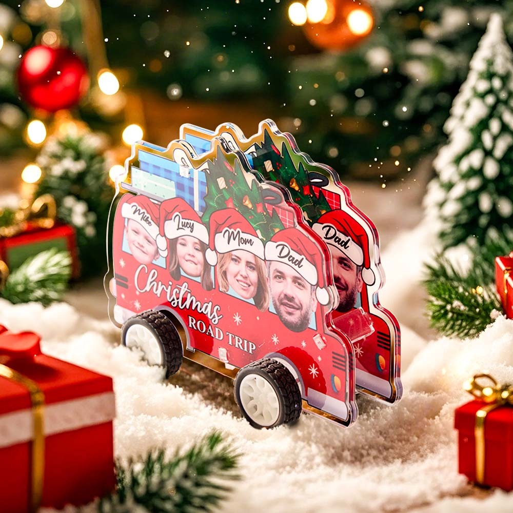 Personalized Photo And Name Family Bus Christmas Color Pull-Back Car - photomoonlampau
