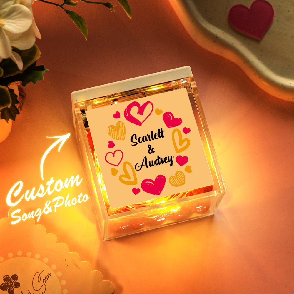 Custom Mini Vinyl Record Player in an Acrylic Box with Custom Name Cover For Mother's Day Gift for Mum - photomoonlampau