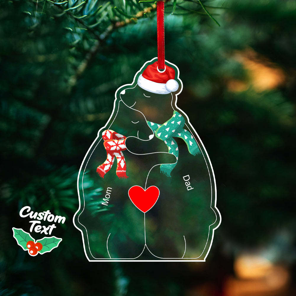 Personalised Names Christmas Bear Family Acrylic Ornament Custom Christmas Keepsake Ornament Christmas Gift Decor - photomoonlampau