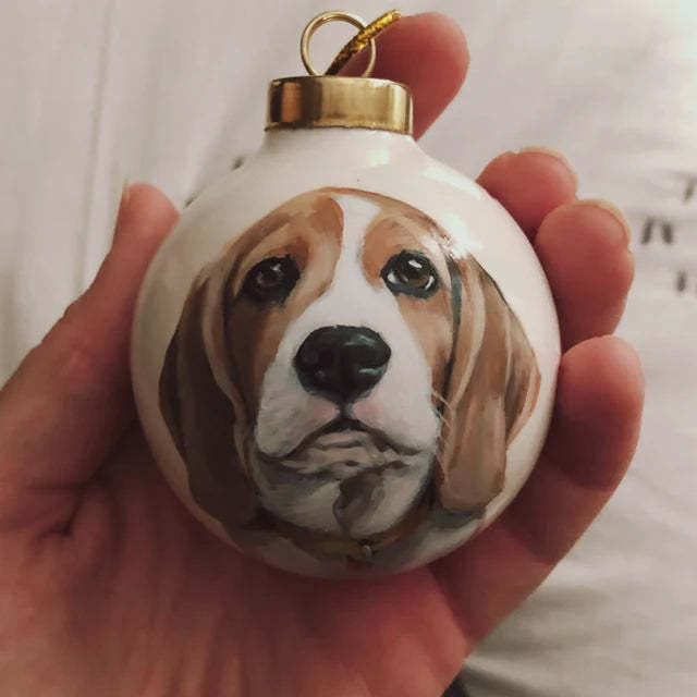 Personalized Pet Face Portrait Ornaments in Artfully Printed Hand-Painted Watercolor Style Custom Christmas Gift - photomoonlampau
