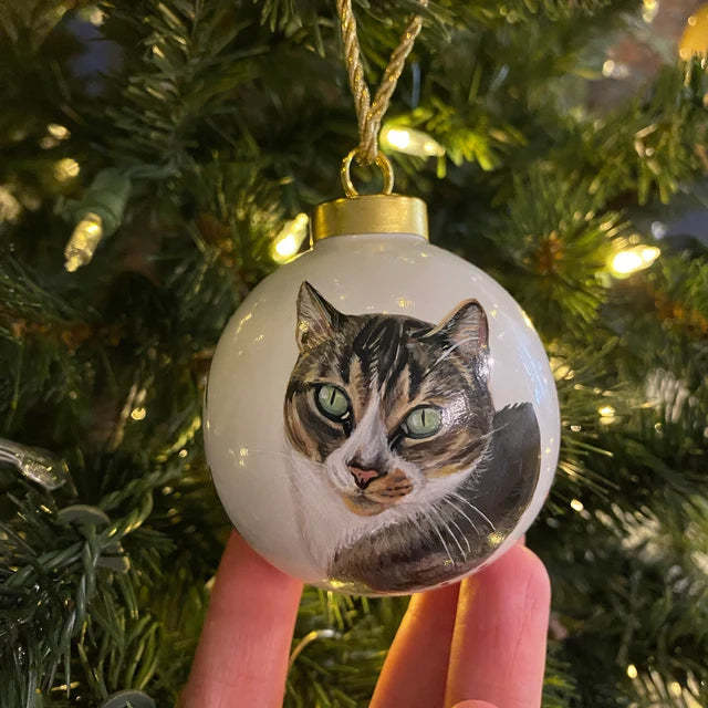 Personalized Pet Face Portrait Ornaments in Artfully Printed Hand-Painted Watercolor Style Custom Christmas Gift - photomoonlampau