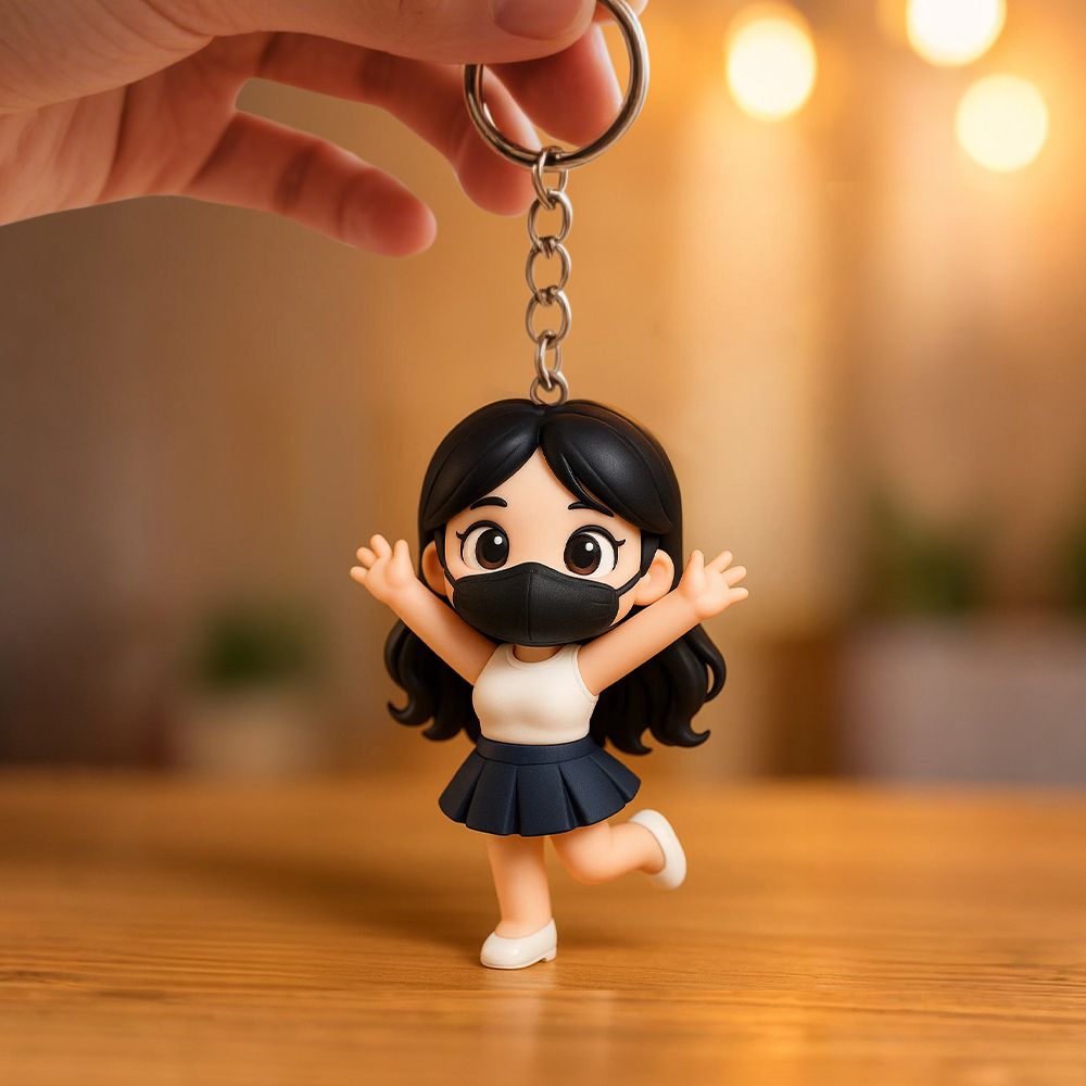Custom Mini 3D Keychain Figurine Cute Personalized Christmas Present for Boyfriend Girlfriend - photomoonlampau