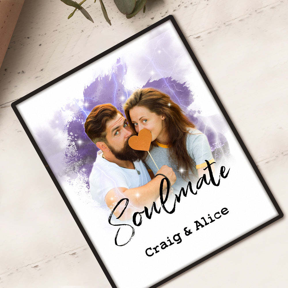 Custom Vintage Watercolor Portrait From Photo Personalized Text Photo frame Anniversary Gifts - photomoonlampau