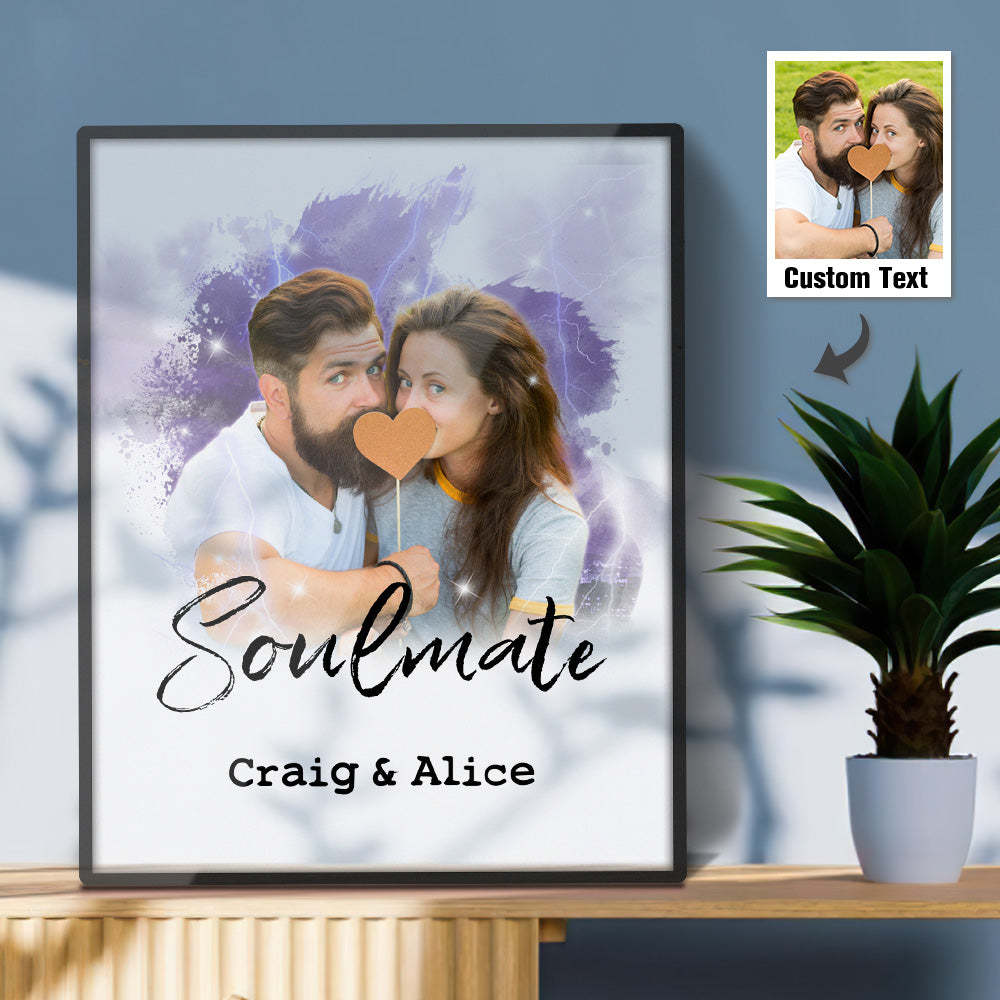Custom Vintage Watercolor Portrait From Photo Personalized Text Photo frame Anniversary Gifts - photomoonlampau
