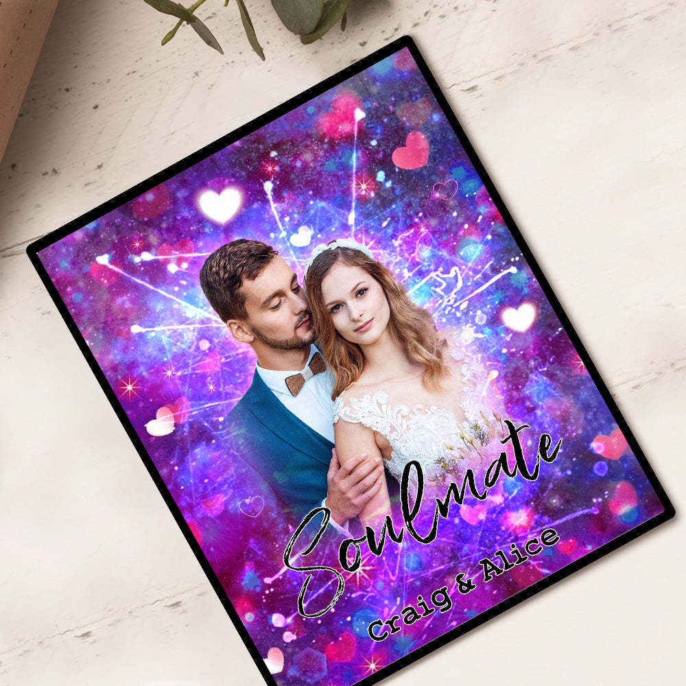 Custom Vintage Watercolor Portrait From Photo Personalized Text Photo frame Anniversary Gifts - photomoonlampau