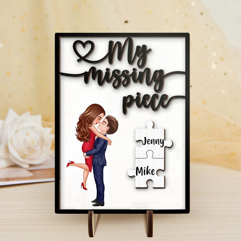 My Missing Piece Custom Couples Gifts for Her/Him Personalized Wooden Plaque - photomoonlampau