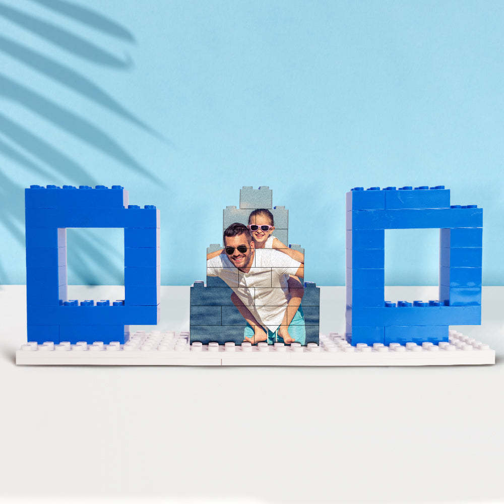Personalized Dad Photo Building Brick Puzzles Photo Block Father's Day Gifts - photomoonlampau