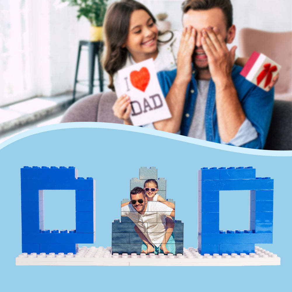 Personalized Dad Photo Building Brick Puzzles Photo Block Father's Day Gifts - photomoonlampau