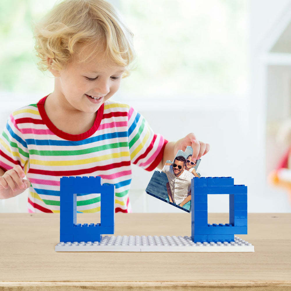 Personalized Dad Photo Building Brick Puzzles Photo Block Father's Day Gifts - photomoonlampau