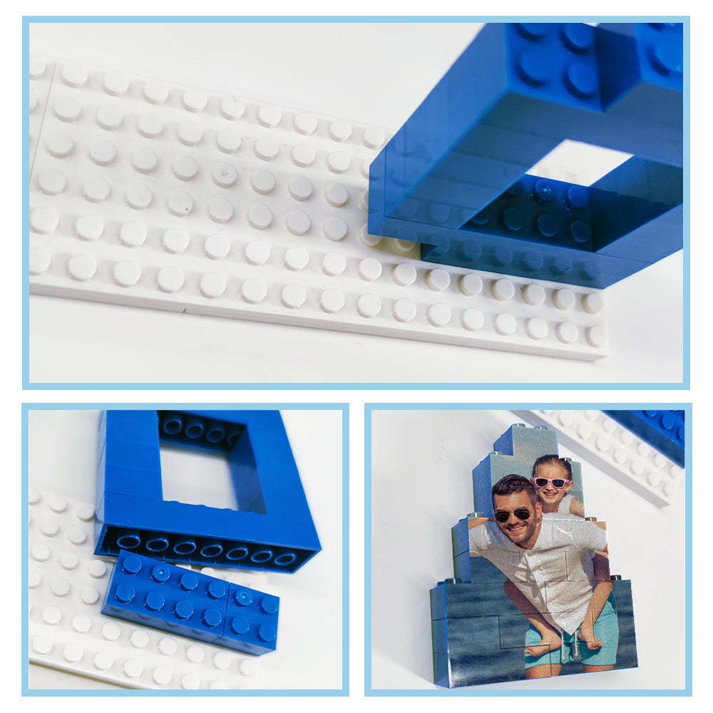 Personalized Papa Photo Building Brick Puzzles Photo Block Father's Day Gifts - photomoonlampau