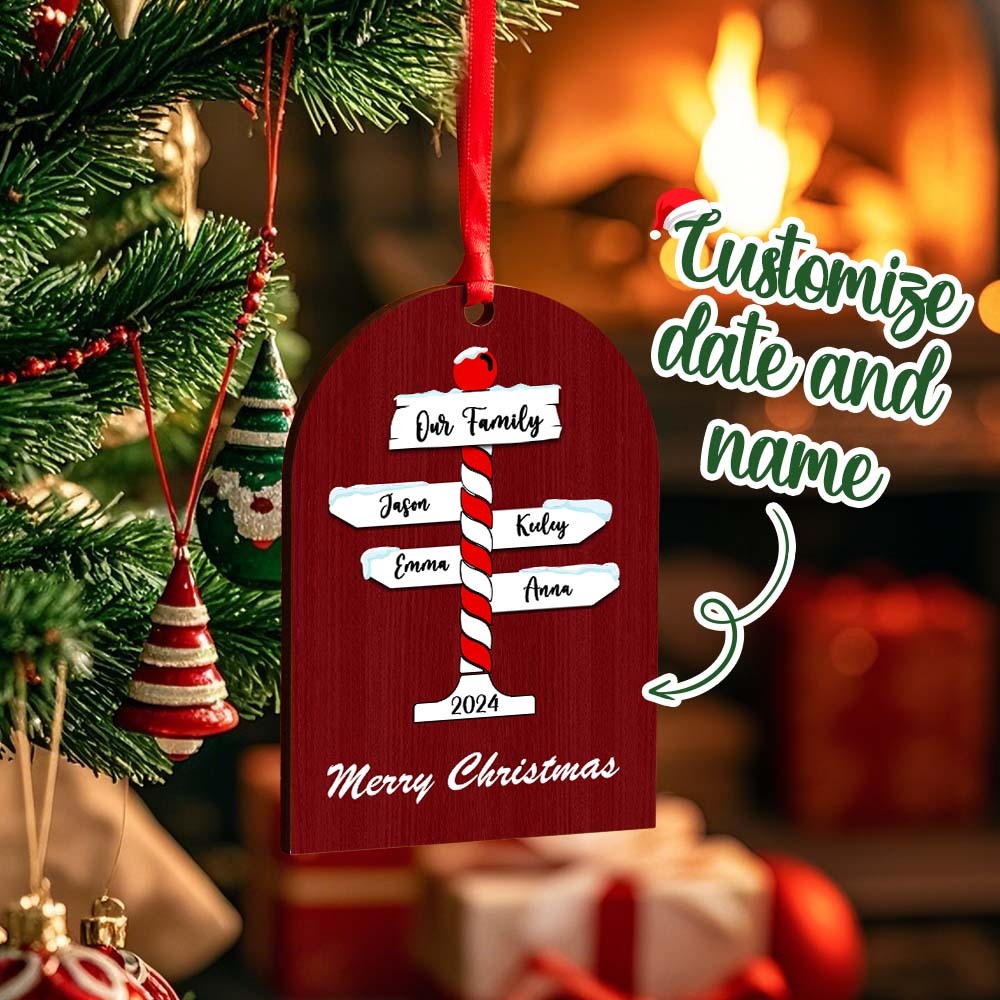 Personalized Family Christmas Ornaments with Family Name Ornament for Christmas Gift - photomoonlampau