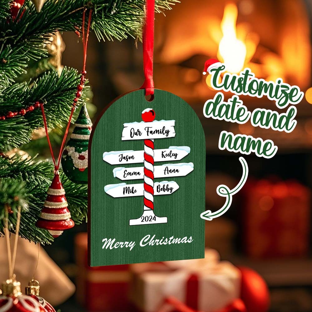 Personalized Family Christmas Ornaments with Family Name Ornament for Christmas Gift - photomoonlampau