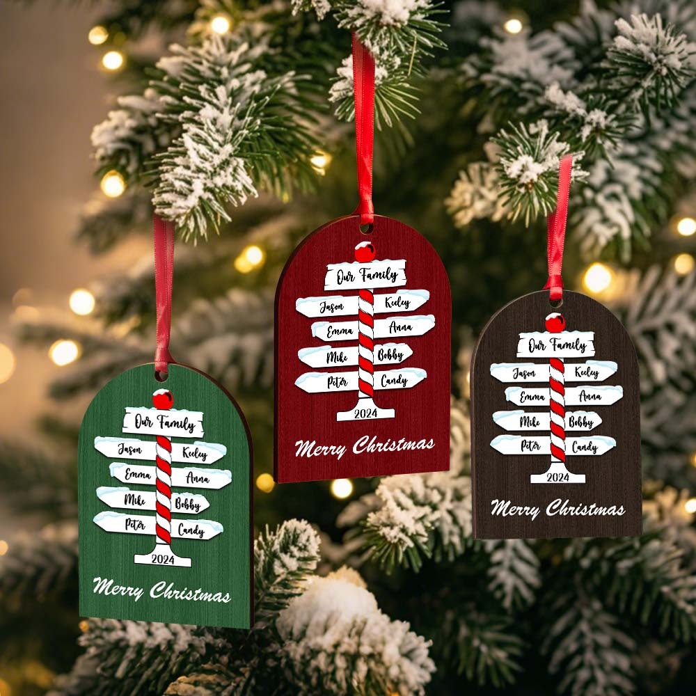 Personalized Family Christmas Ornaments with Family Name Ornament for Christmas Gift - photomoonlampau