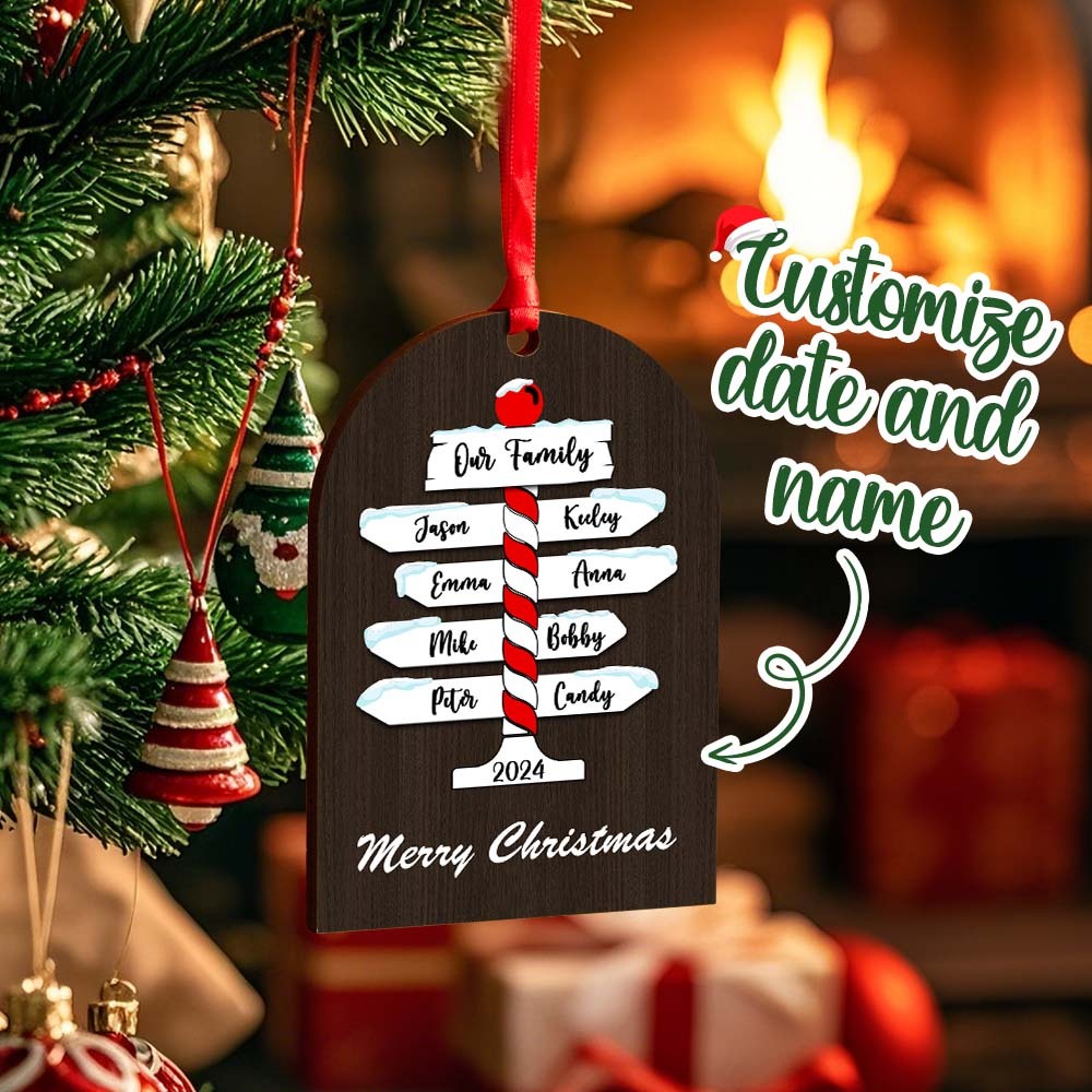 Personalized Family Christmas Ornaments with Family Name Ornament for Christmas Gift - photomoonlampau
