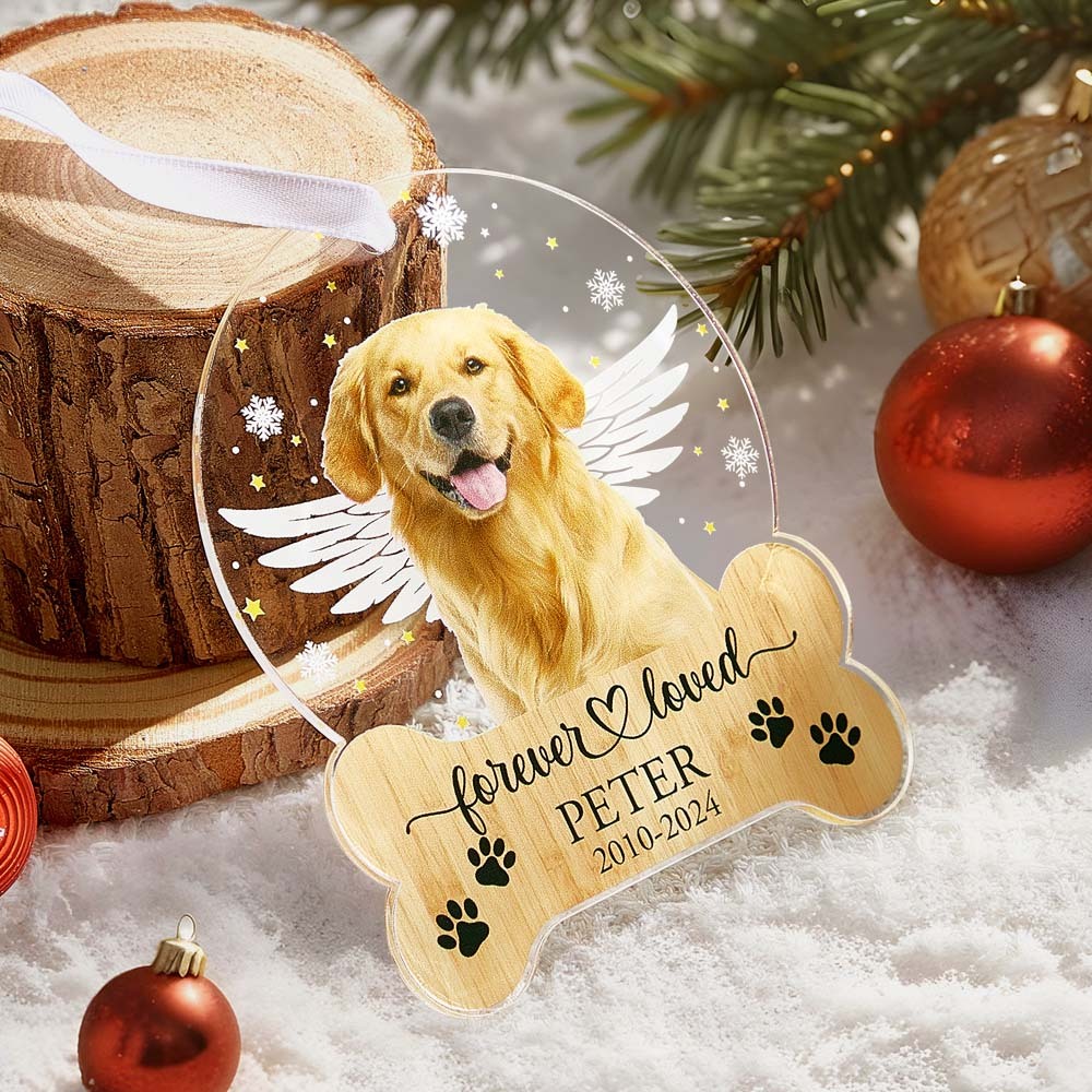 Personalized Pet Memorial Ornament Dog Christmas Ornaments Pet Loss Keepsake Gift for Pet Lovers - photomoonlampau