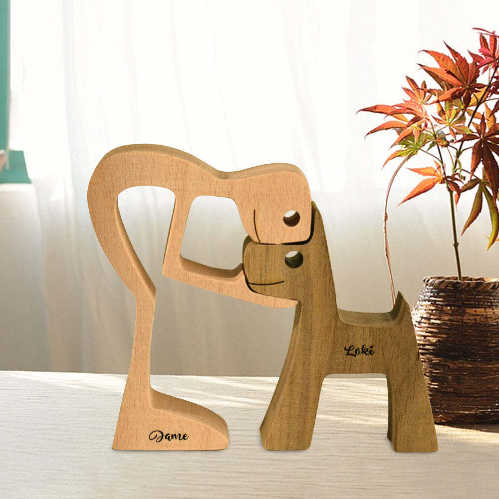 Personalised Name Dog Sculptures Handmade Wooden Decoration Gift for Pet Lover