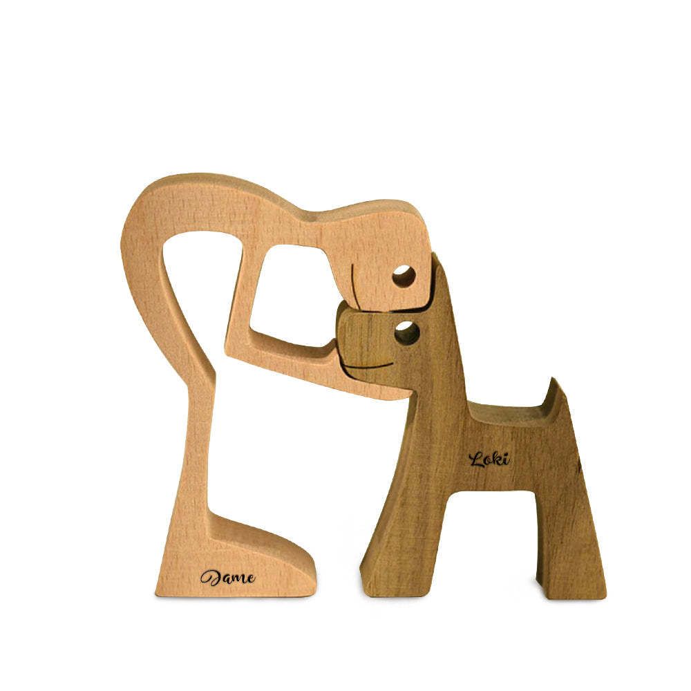 Personalised Name Dog Sculptures Handmade Wooden Decoration Gift for Pet Lover