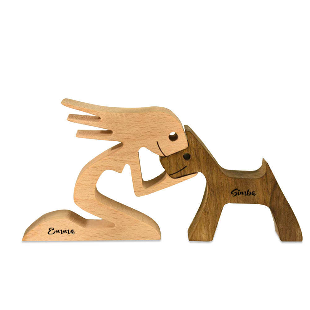Personalised Name Dog Sculptures Handmade Wooden Decoration Gift for Pet Lover