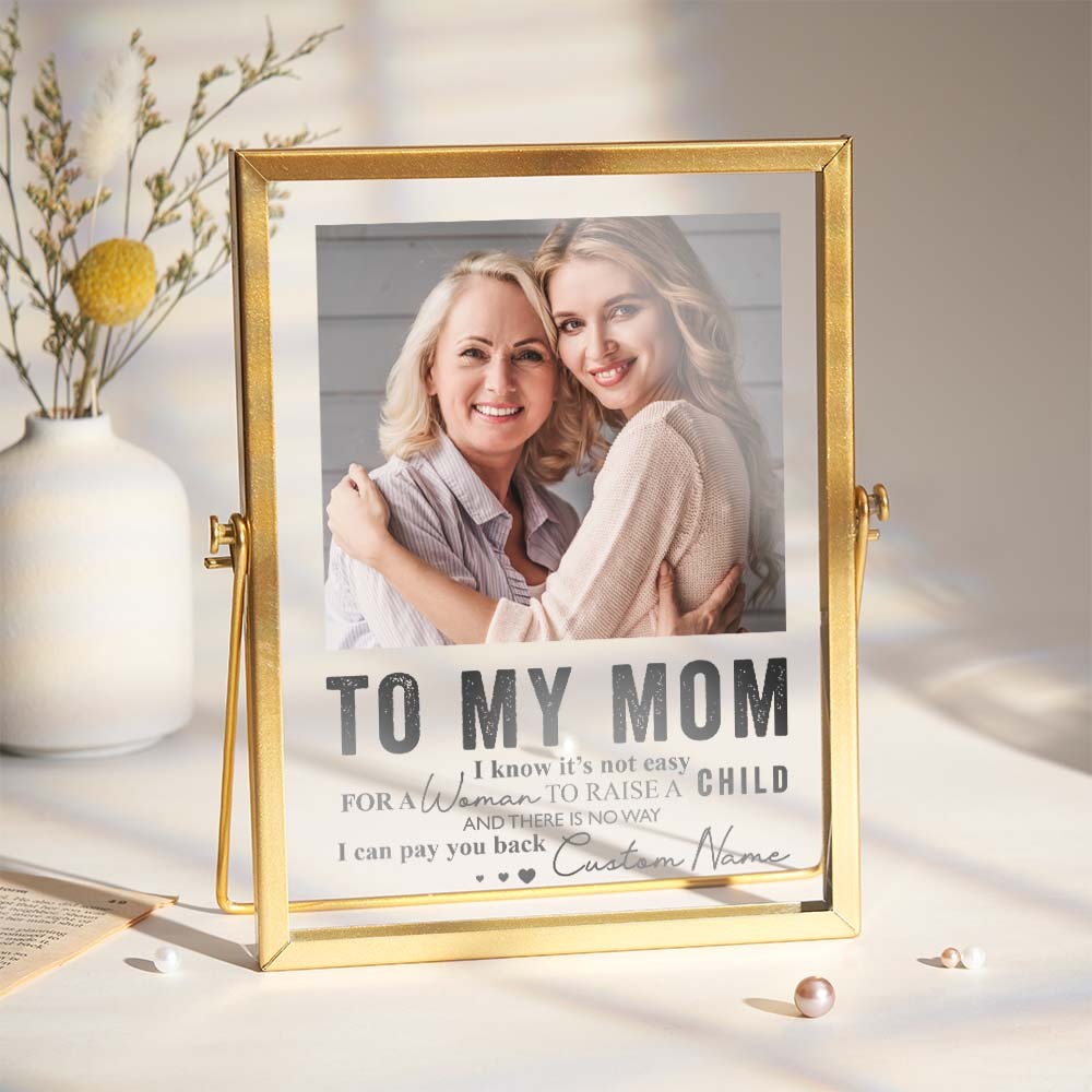 To My Mom Custom Acrylic Golden Frame Gift for Mom Personalised Photo Home Decor