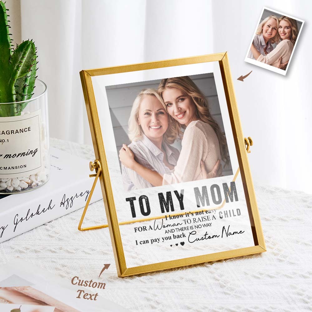 To My Mom Custom Acrylic Golden Frame Gift for Mom Personalised Photo Home Decor
