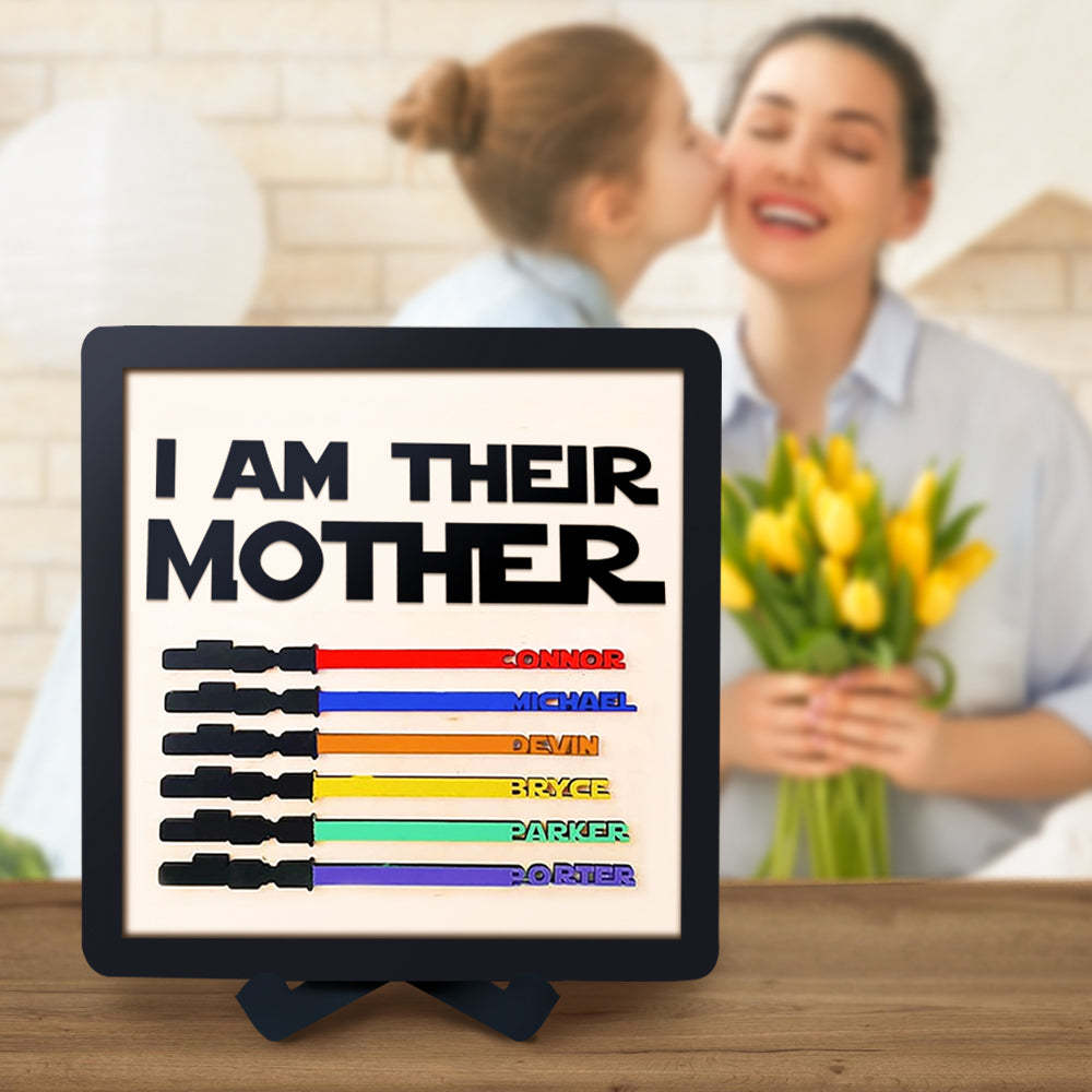 Personalized Light Saber I Am Their Mother Wooden Sign Gift for Mom - photomoonlampau