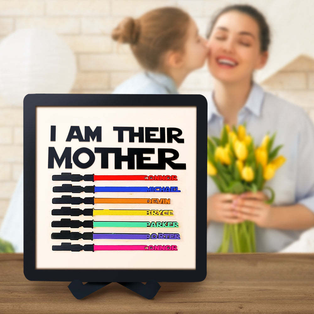 Personalized Light Saber I Am Their Mother Wooden Sign Gift for Mom - photomoonlampau