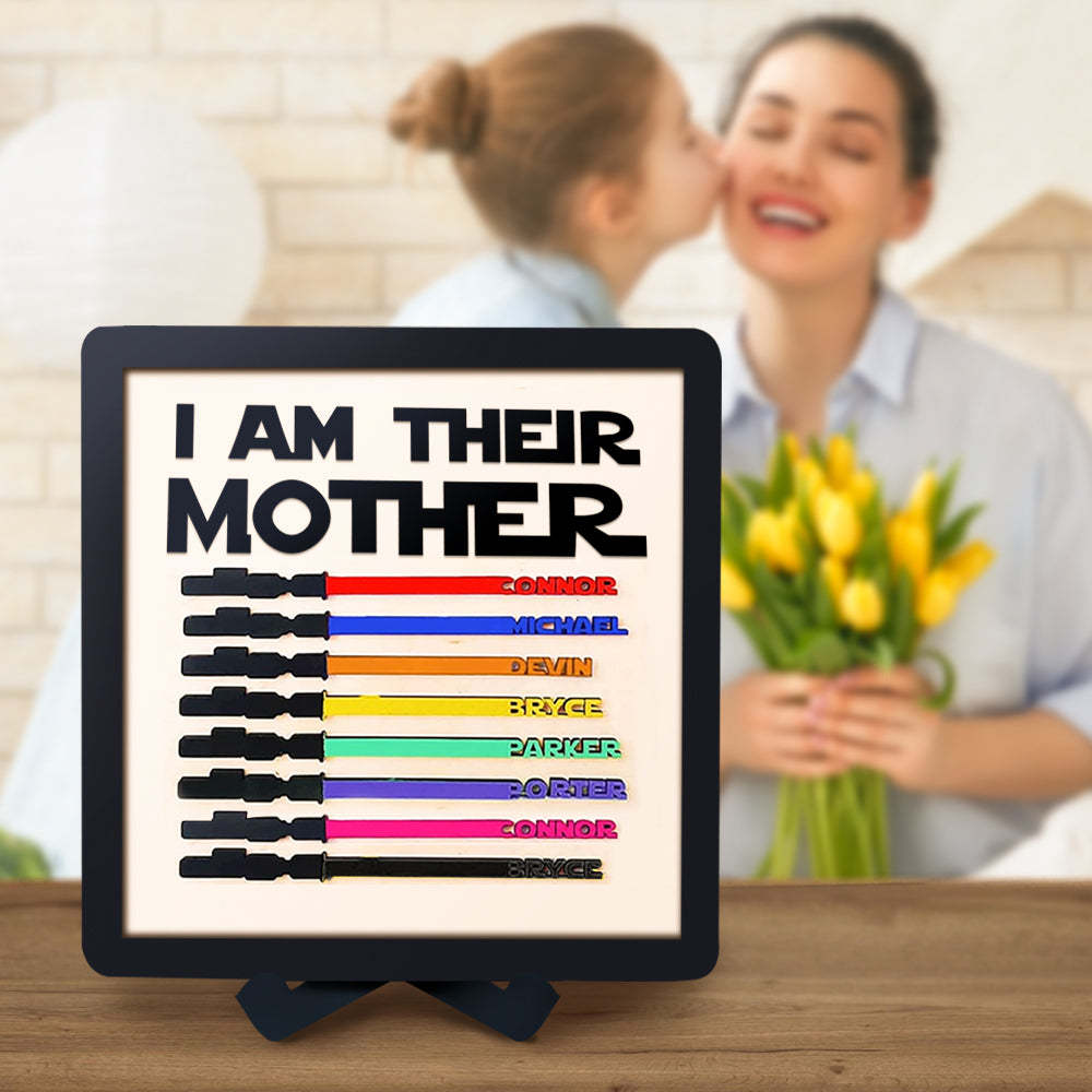 Personalized Light Saber I Am Their Mother Wooden Sign Gift for Mom - photomoonlampau