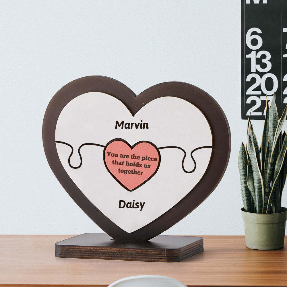 Gift for Mother Custom Name Heart Wooden Puzzle Frame